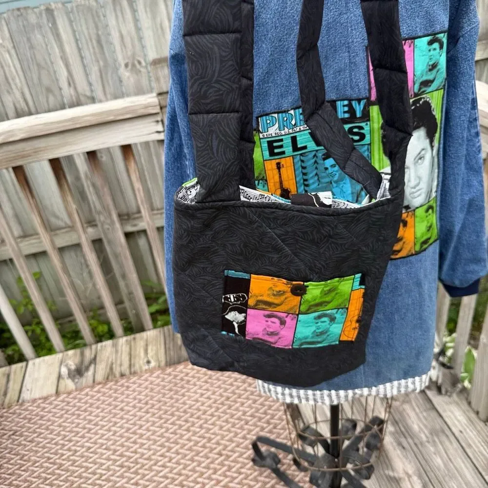 Vintage Handmade Elvis Denim Jacket & Matching Tote Set